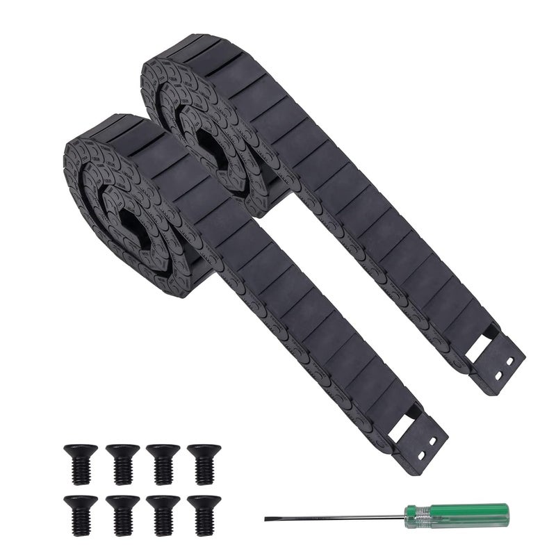 CAMXTOOL 2PCs Drag Chain, 15 x 30mm Cable Carrier Plastic Flexible Open Type 1M, Wire Carrier Cable with End Connectors, for 3D Printers, CNC Engravers, Woodworking Engraver, Milling Machine - Image 1